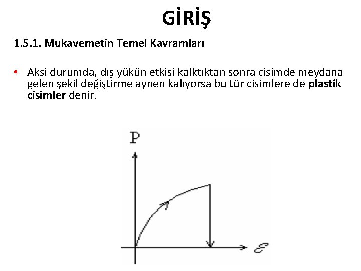 GİRİŞ 1. 5. 1. Mukavemetin Temel Kavramları • Aksi durumda, dış yükün etkisi kalktıktan GİRİŞ 1. 5. 1. Mukavemetin Temel Kavramları • Aksi durumda, dış yükün etkisi kalktıktan