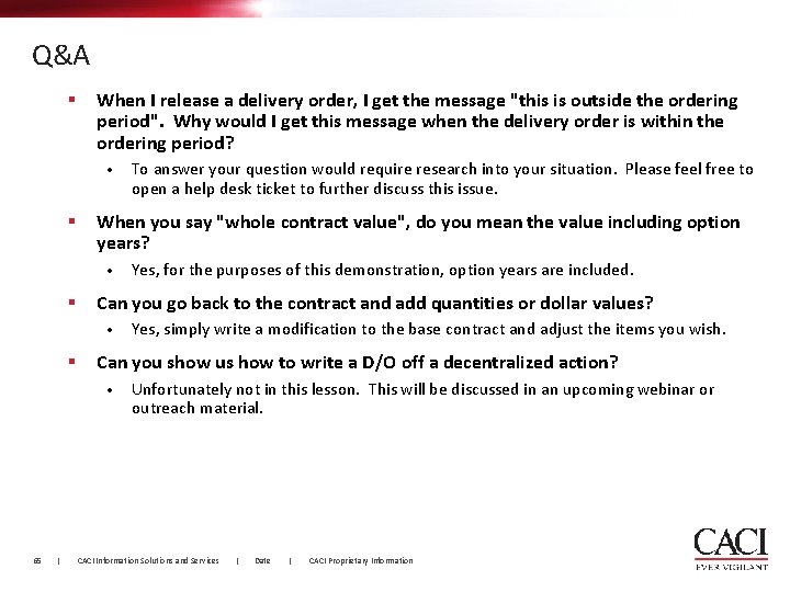 Q&A § When I release a delivery order, I get the message "this is