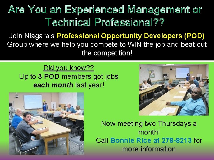 Are You an Experienced Management or Technical Professional? ? Join Niagara’s Professional Opportunity Developers