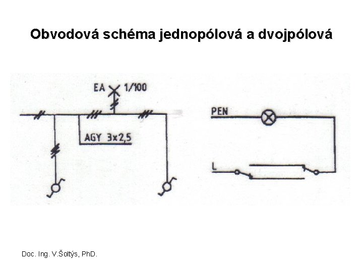 Obvodová schéma jednopólová a dvojpólová Doc. Ing. V. Šoltýs, Ph. D. 