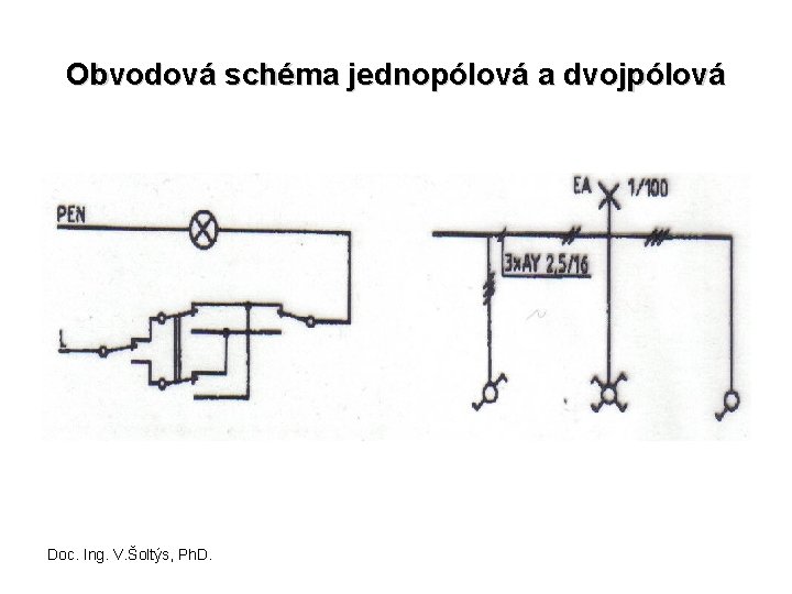 Obvodová schéma jednopólová a dvojpólová Doc. Ing. V. Šoltýs, Ph. D. 