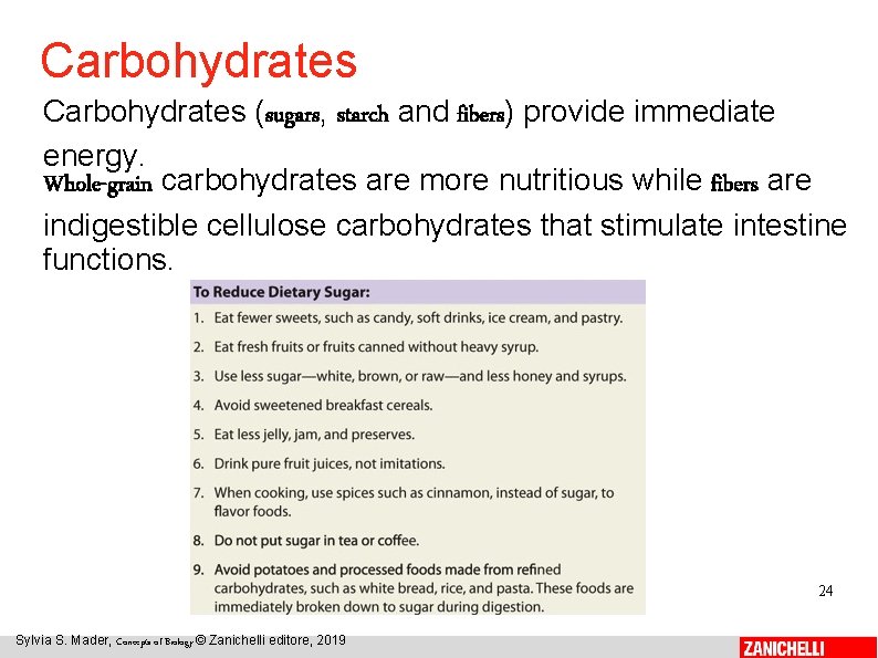 Carbohydrates (sugars, starch and fibers) provide immediate energy. Whole-grain carbohydrates are more nutritious while