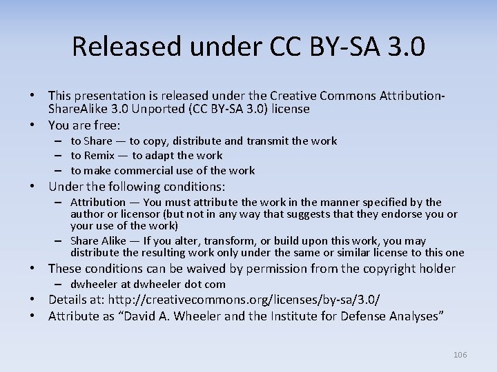 Released under CC BY-SA 3. 0 • This presentation is released under the Creative