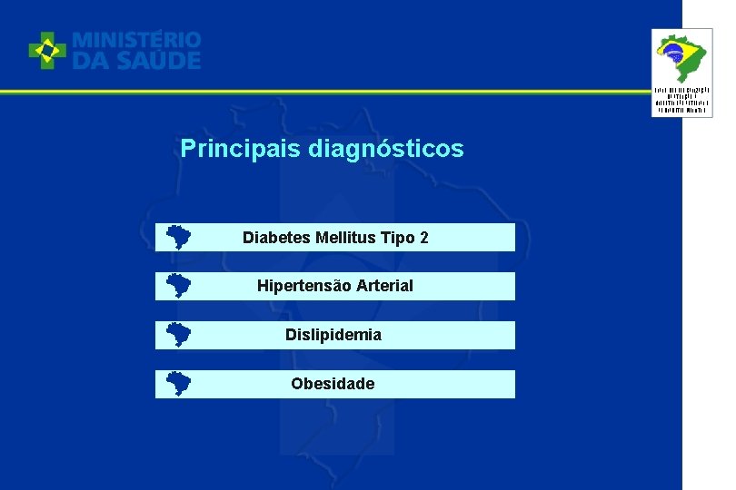 PLANO DE REORGANIZAÇÃO DA ATENÇÃO À HIPERTENSÃO ARTERIAL E AO DIABETES MELLITUS Principais diagnósticos