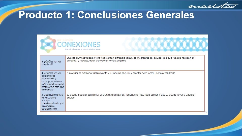 Producto 1: Conclusiones Generales 