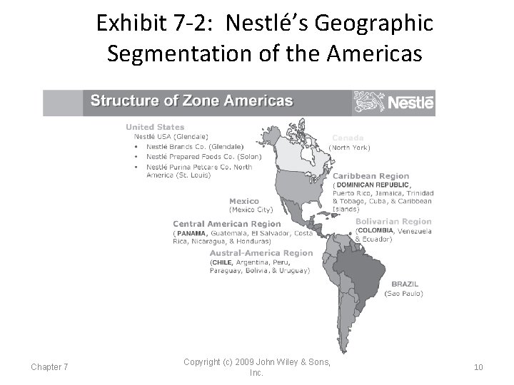 Exhibit 7 -2: Nestlé’s Geographic Segmentation of the Americas Chapter 7 Copyright (c) 2009