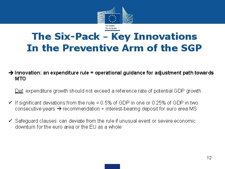 The Six-Pack – Key Innovations In the Preventive Arm of the SGP Innovation: an