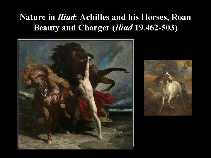 Nature in Iliad: Achilles and his Horses, Roan Beauty and Charger (Iliad 19. 462