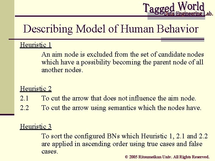 Describing Model of Human Behavior Heuristic 1 An aim node is excluded from the