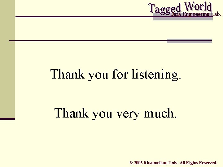 Thank you for listening. Thank you very much. © 2005 Ritsumeikan Univ. All Rights