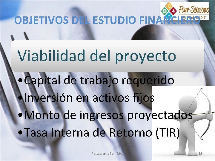 OBJETIVOS DEL ESTUDIO FINANCIERO Viabilidad del proyecto • Capital de trabajo requerido • Inversión