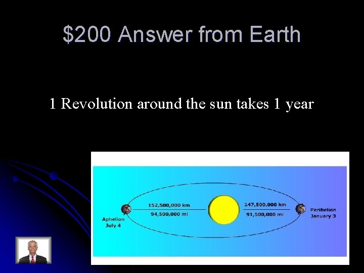 $200 Answer from Earth 1 Revolution around the sun takes 1 year 