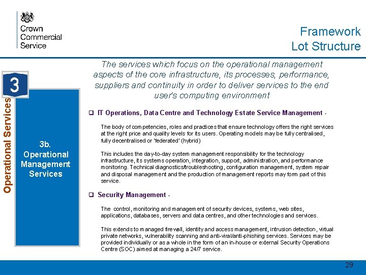Programmes and Large Projects Operational Services The services which focus on the operational management
