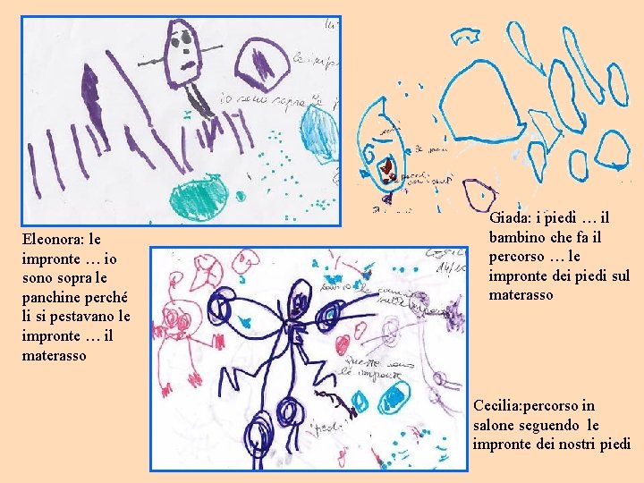 Eleonora: le impronte … io sono sopra le panchine perché li si pestavano le
