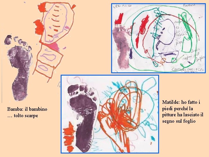 Bamba: il bambino … tolto scarpe Matilde: ho fatto i piedi perché la pitture