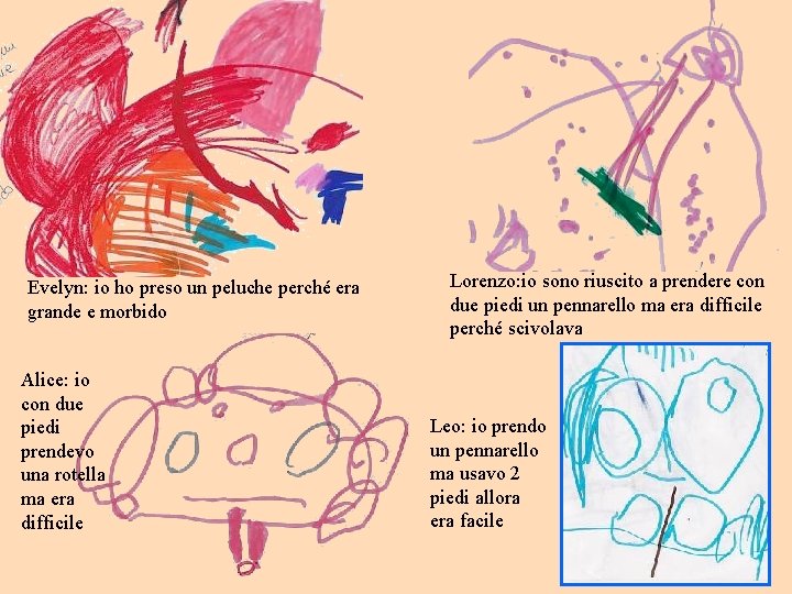 Evelyn: io ho preso un peluche perché era grande e morbido Alice: io con