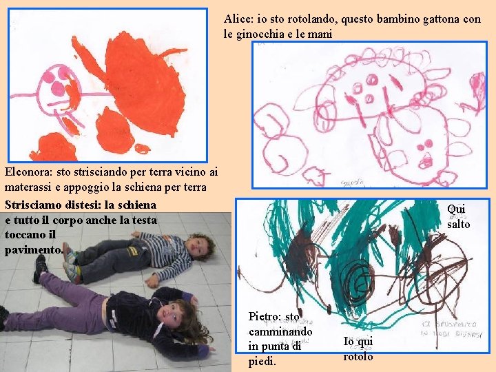 Alice: io sto rotolando, questo bambino gattona con le ginocchia e le mani Eleonora: