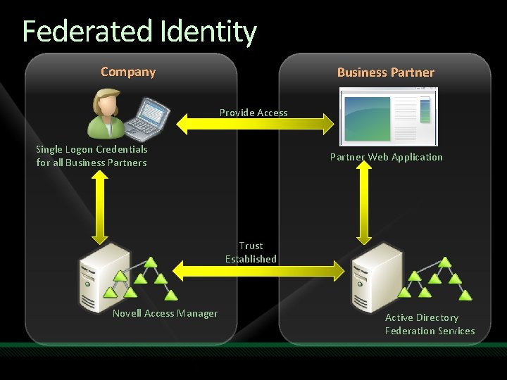 Federated Identity Company Business Partner Provide Access Single Logon Credentials for all Business Partner