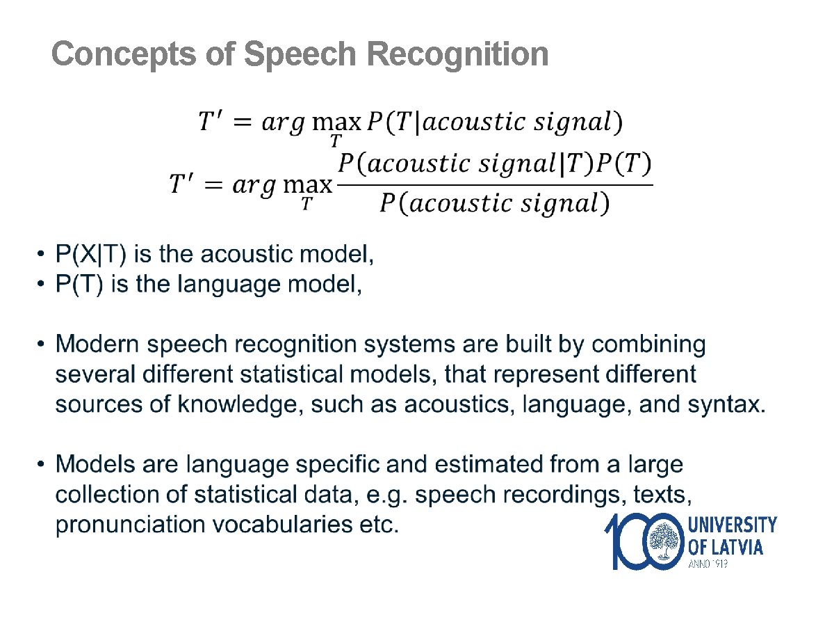 Concepts of Speech Recognition 