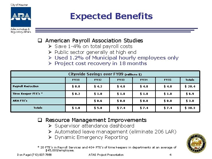 Expected Benefits q American Payroll Association Studies Ø Ø Save 1 -4% on total