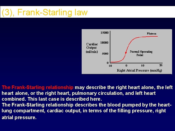 (3), Frank-Starling law The Frank-Starling relationship may describe the right heart alone, the left