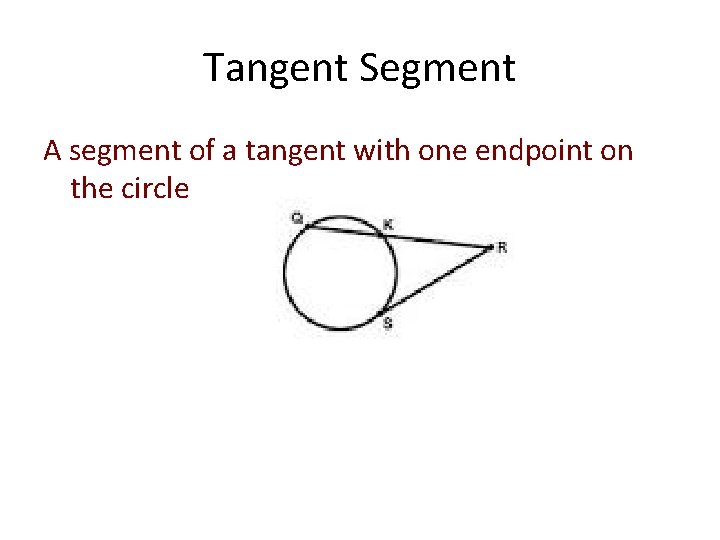 Tangent Segment A segment of a tangent with one endpoint on the circle 