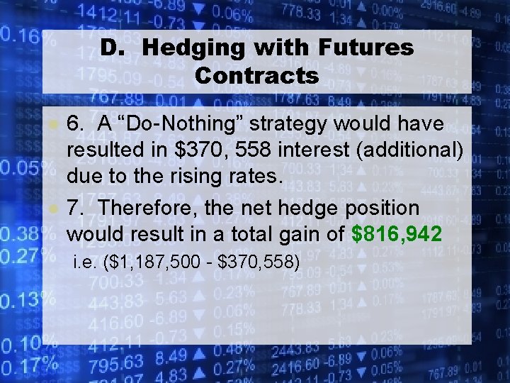 D. Hedging with Futures Contracts l l 6. A “Do-Nothing” strategy would have resulted