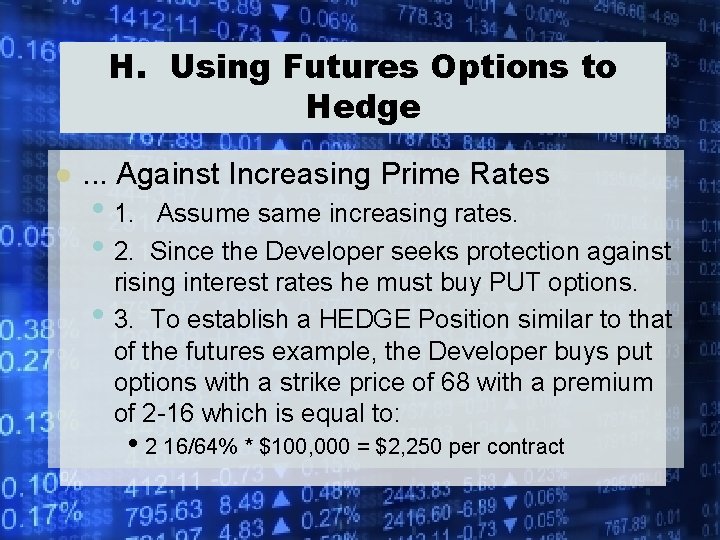 H. Using Futures Options to Hedge l . . . Against Increasing Prime Rates