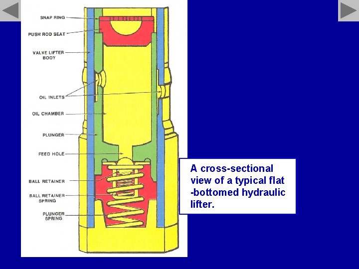 A cross-sectional view of a typical flat -bottomed hydraulic lifter. 