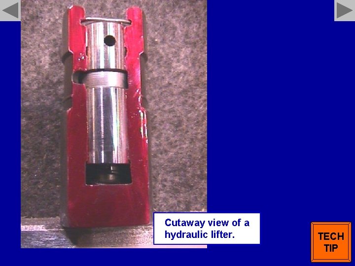 Cutaway view of a hydraulic lifter. TECH TIP 