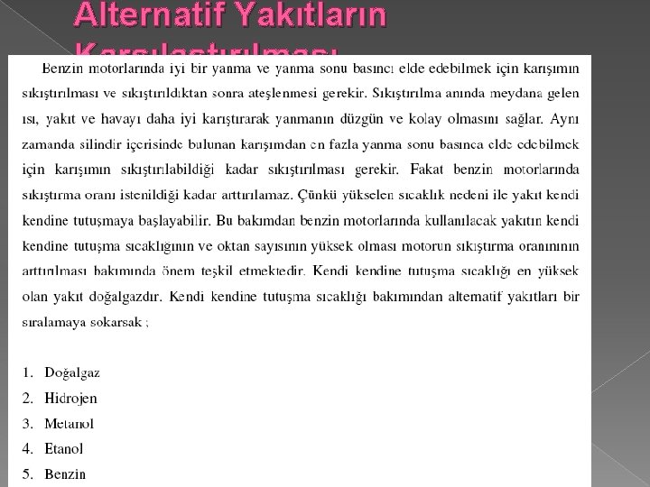 Alternatif Yakıtların Karsılastırılması 