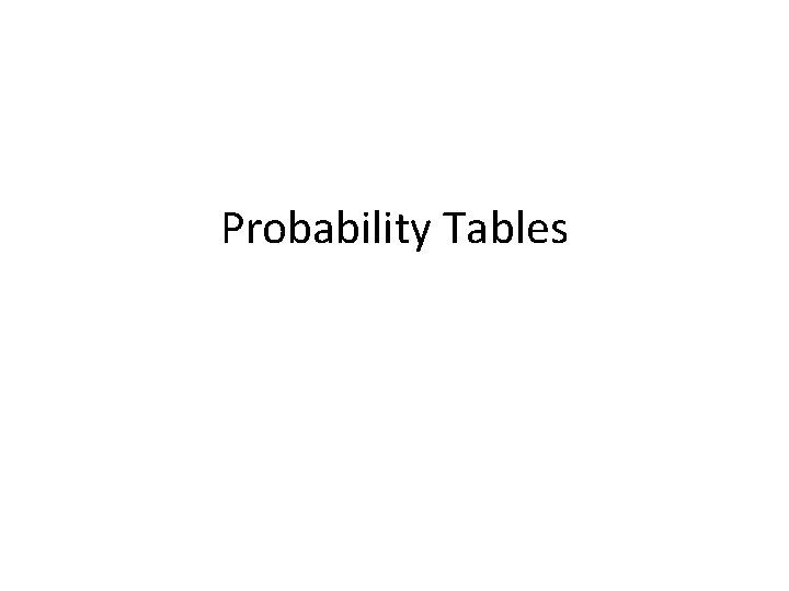 Probability Tables 