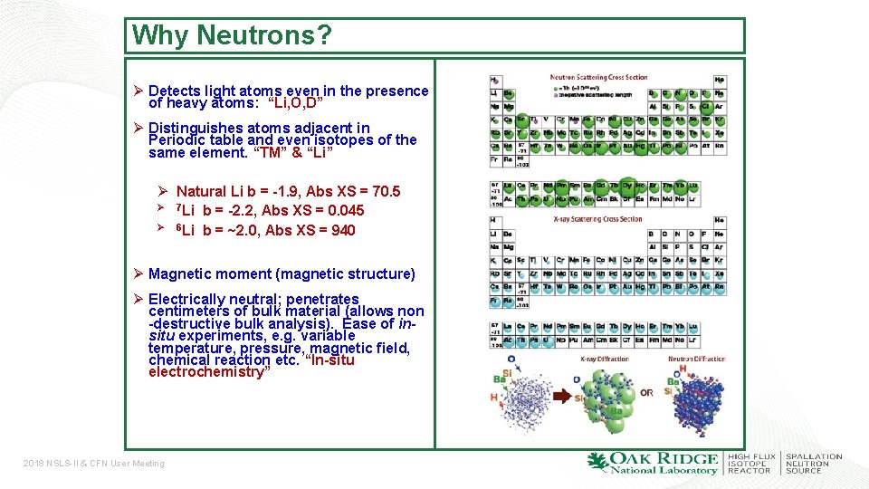 Why Neutrons? Ø Detects light atoms even in the presence of heavy atoms: “Li,