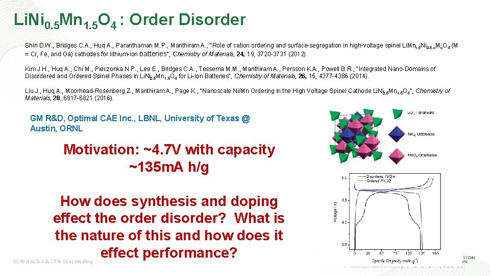 Li. Ni 0. 5 Mn 1. 5 O 4 : Order Disorder Shin D.