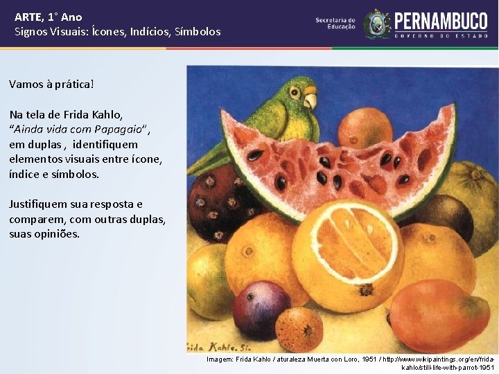 ARTE, 1° Ano Signos Visuais: Ícones, Indícios, Símbolos Vamos à prática! Na tela de ARTE, 1° Ano Signos Visuais: Ícones, Indícios, Símbolos Vamos à prática! Na tela de