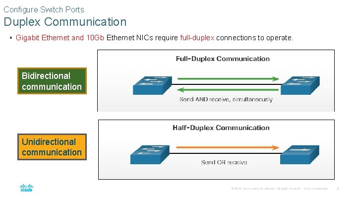 Configure Switch Ports Duplex Communication § Gigabit Ethernet and 10 Gb Ethernet NICs require