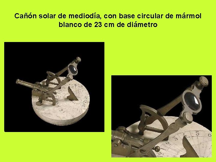 Cañón solar de mediodía, con base circular de mármol blanco de 23 cm de