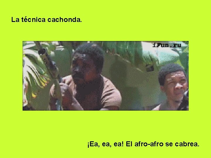 La técnica cachonda. ¡Ea, ea! El afro-afro se cabrea. 