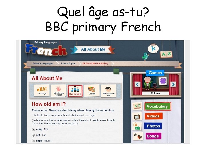 Quel âge as-tu? BBC primary French 