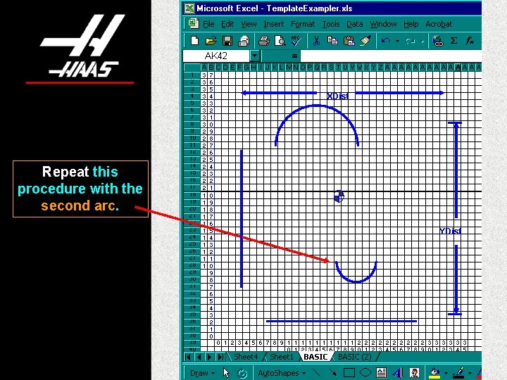 XDist Repeat this procedure with the second arc. YDist 