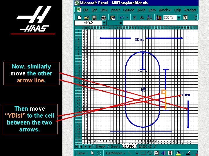 XDist Now, similarly move the other arrow line. Radius YDist Then move “YDist” to