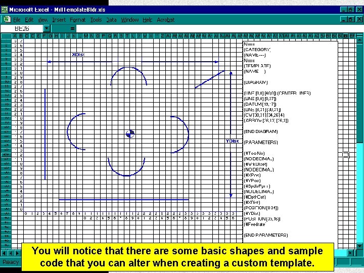 You will notice that there are some basic shapes and sample code that you