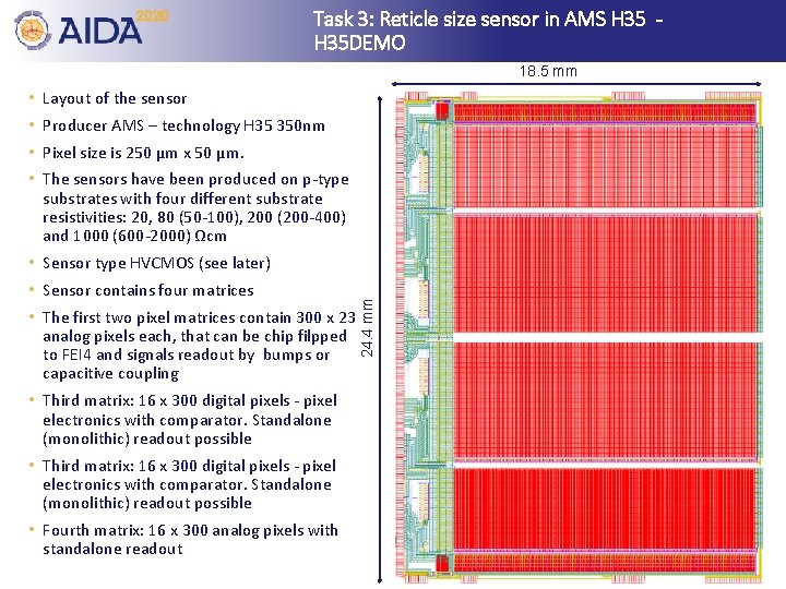 Task 3: Reticle size sensor in AMS H 35 DEMO 18. 5 mm •