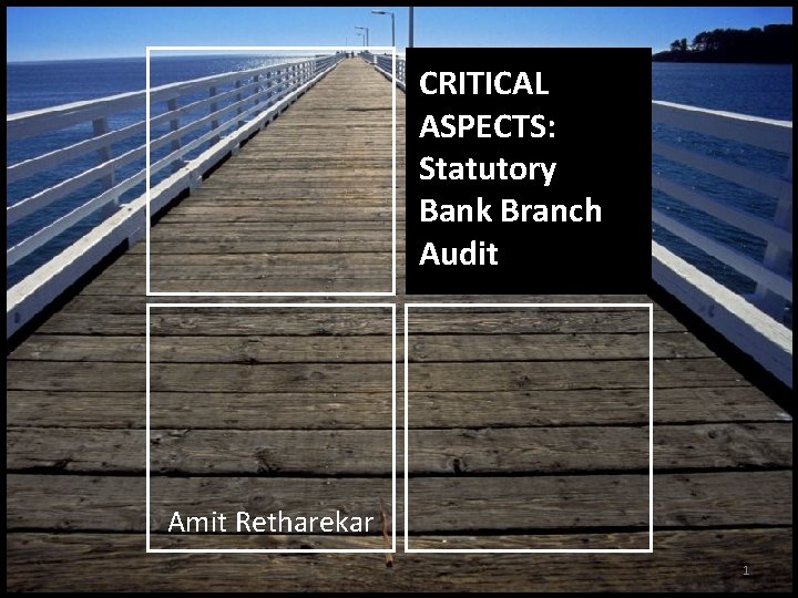 CRITICAL Understanding critical aspects of ASPECTS: Statutory. Audit Statutory Bank Branch Audit SICASA, SIRC