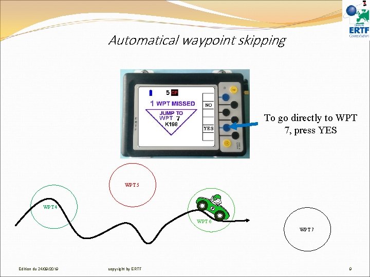 Automatical waypoint skipping To go directly to WPT 7, press YES WPT 5 WPT