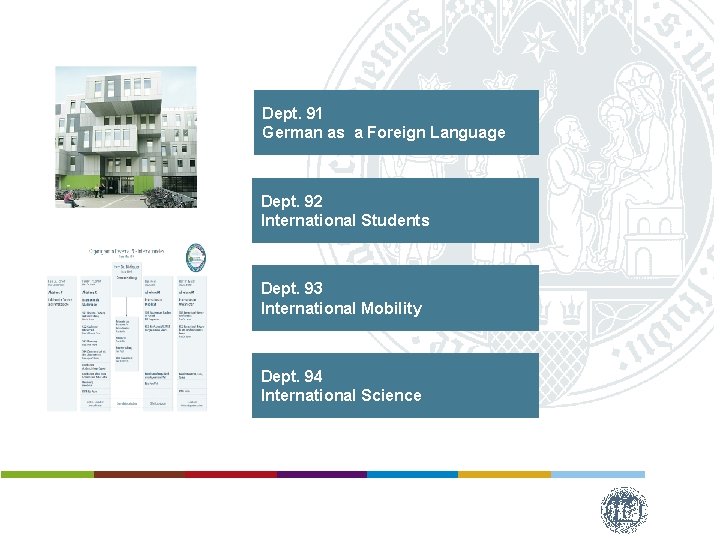Dept. 91 German as a Foreign Language Dept. 92 International Students Dept. 93 International