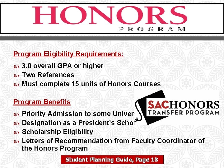  Program Eligibility Requirements: 3. 0 overall GPA or higher Two References Must complete