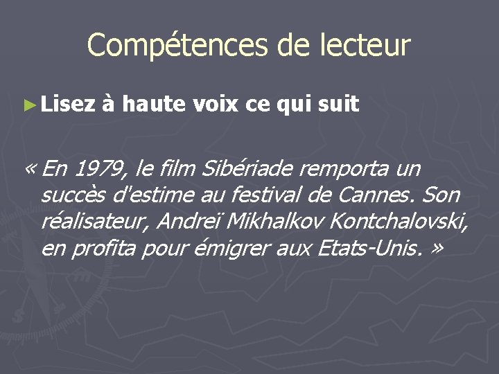 Compétences de lecteur ► Lisez à haute voix ce qui suit « En 1979, Compétences de lecteur ► Lisez à haute voix ce qui suit « En 1979,