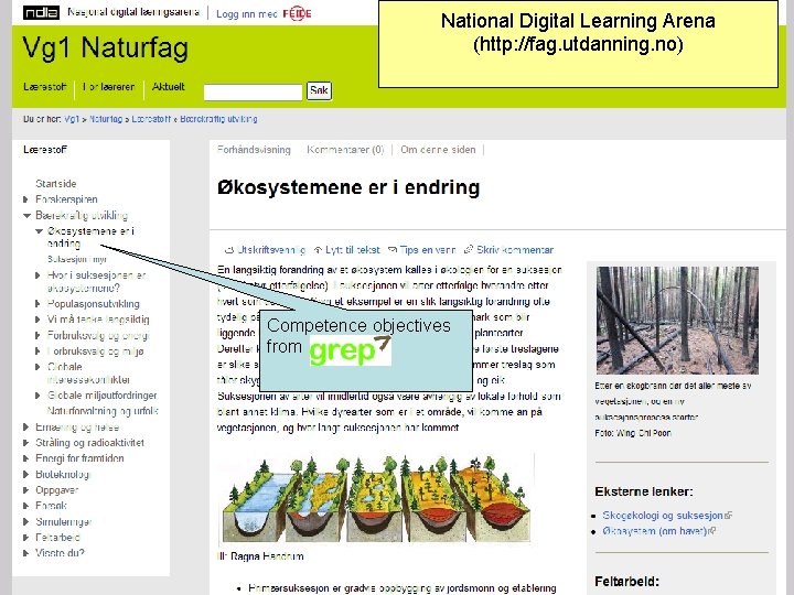 National Digital Learning Arena (http: //fag. utdanning. no) Competence objectives from 