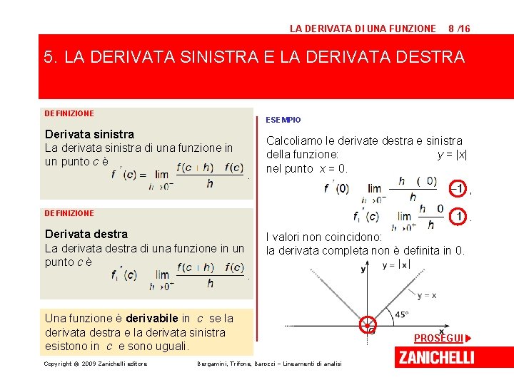 LA DERIVATA DI UNA FUNZIONE 8 /16 5. LA DERIVATA SINISTRA E LA DERIVATA